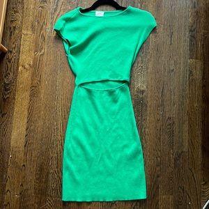 Aritzia Wilfred Free Green Cut-Out Knit Mini Dress